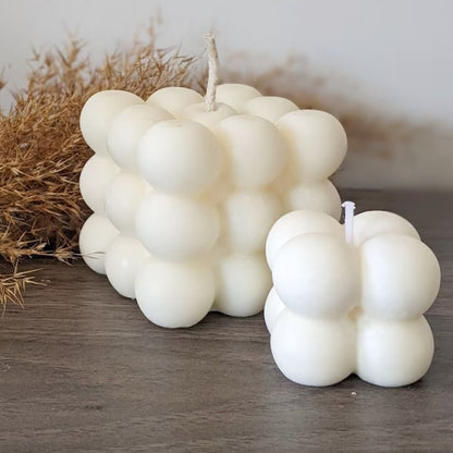 White Bubble Cube Candles Set