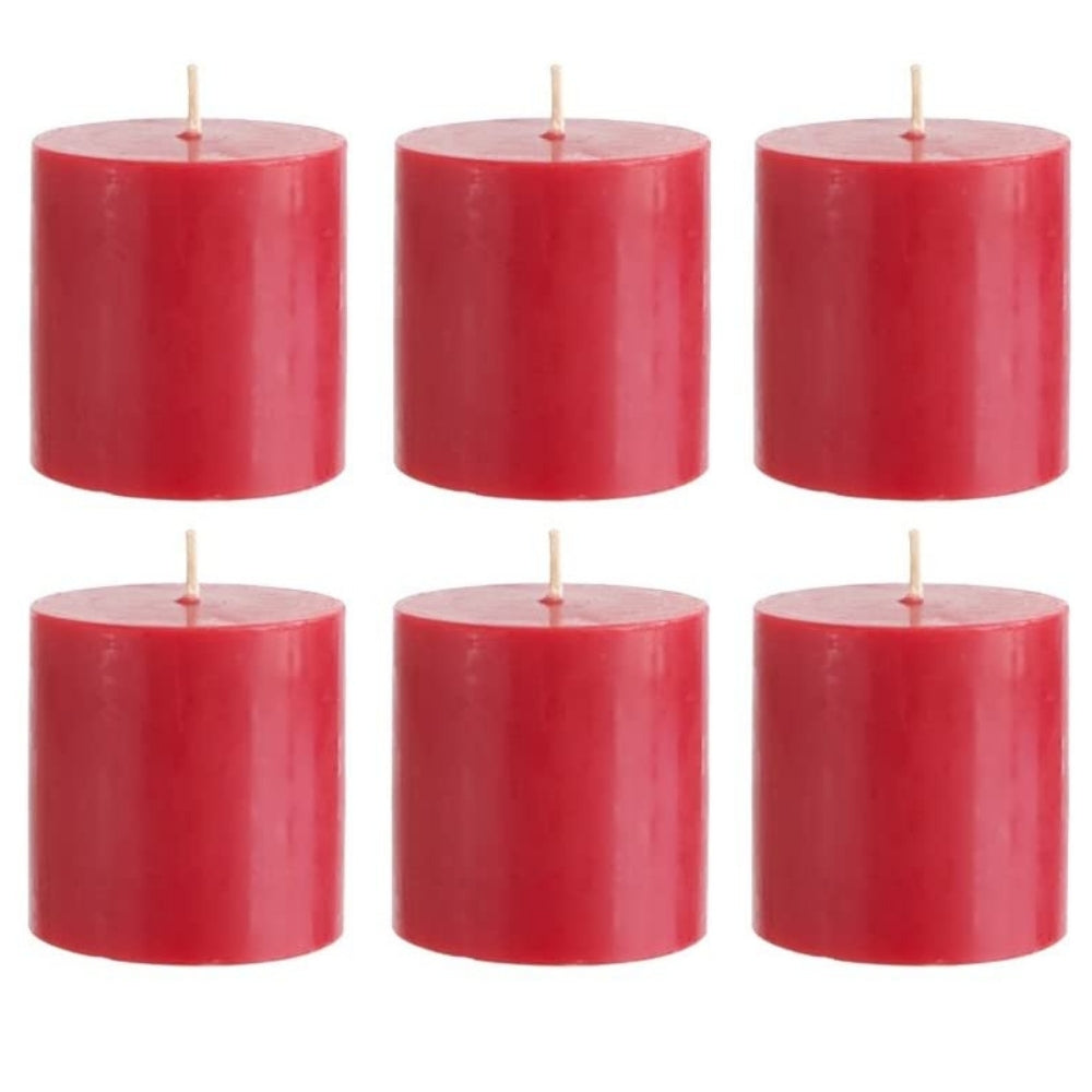 2 X 2 Inches Pillar Candles Set of 6 Sage Red