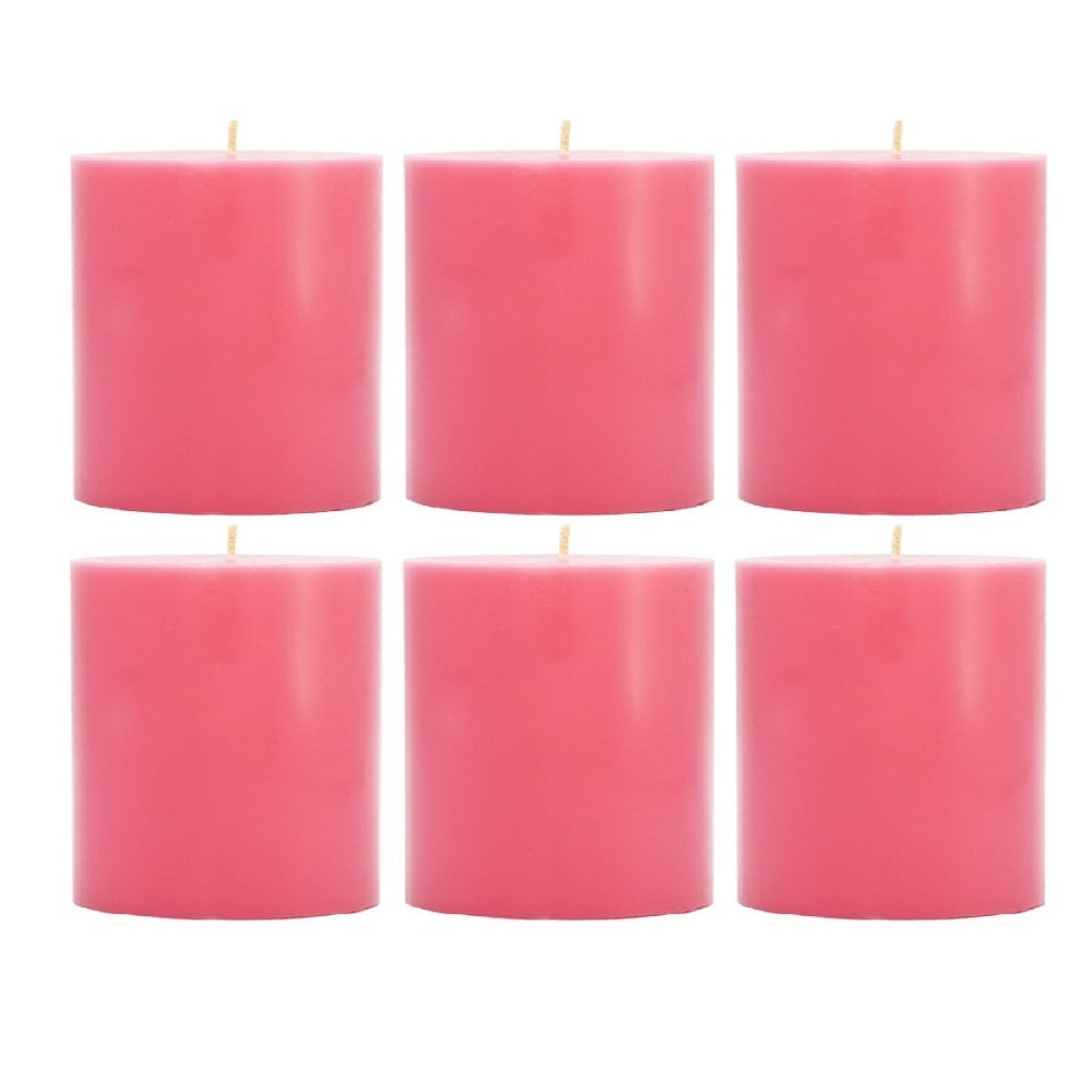 2 X 2 Inches Pillar Candles Set of 6 Pink