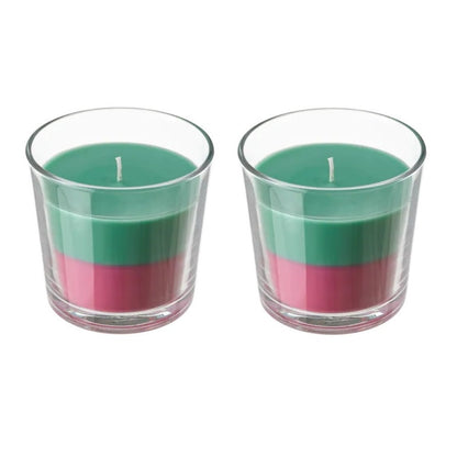 Green And Red Mini Glass Candle 50gm