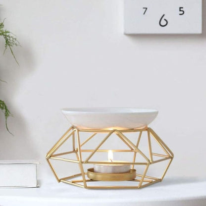 Ceramic & Gold Metal Aroma Candle Diffuser