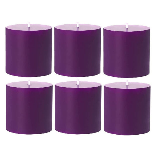 2 X 2 Inches Pillar Candles Set of 6 Purple