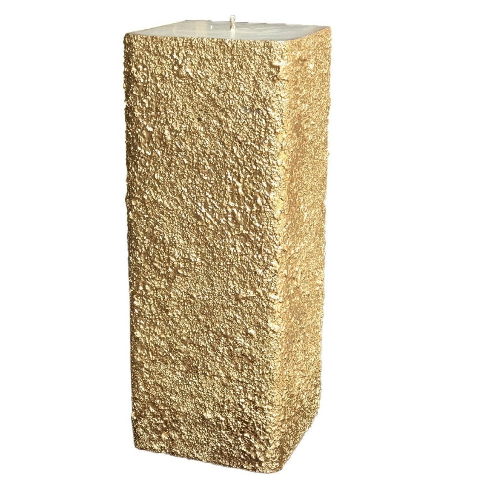 3X6 Inches Square Pillar Candle Textured Gold