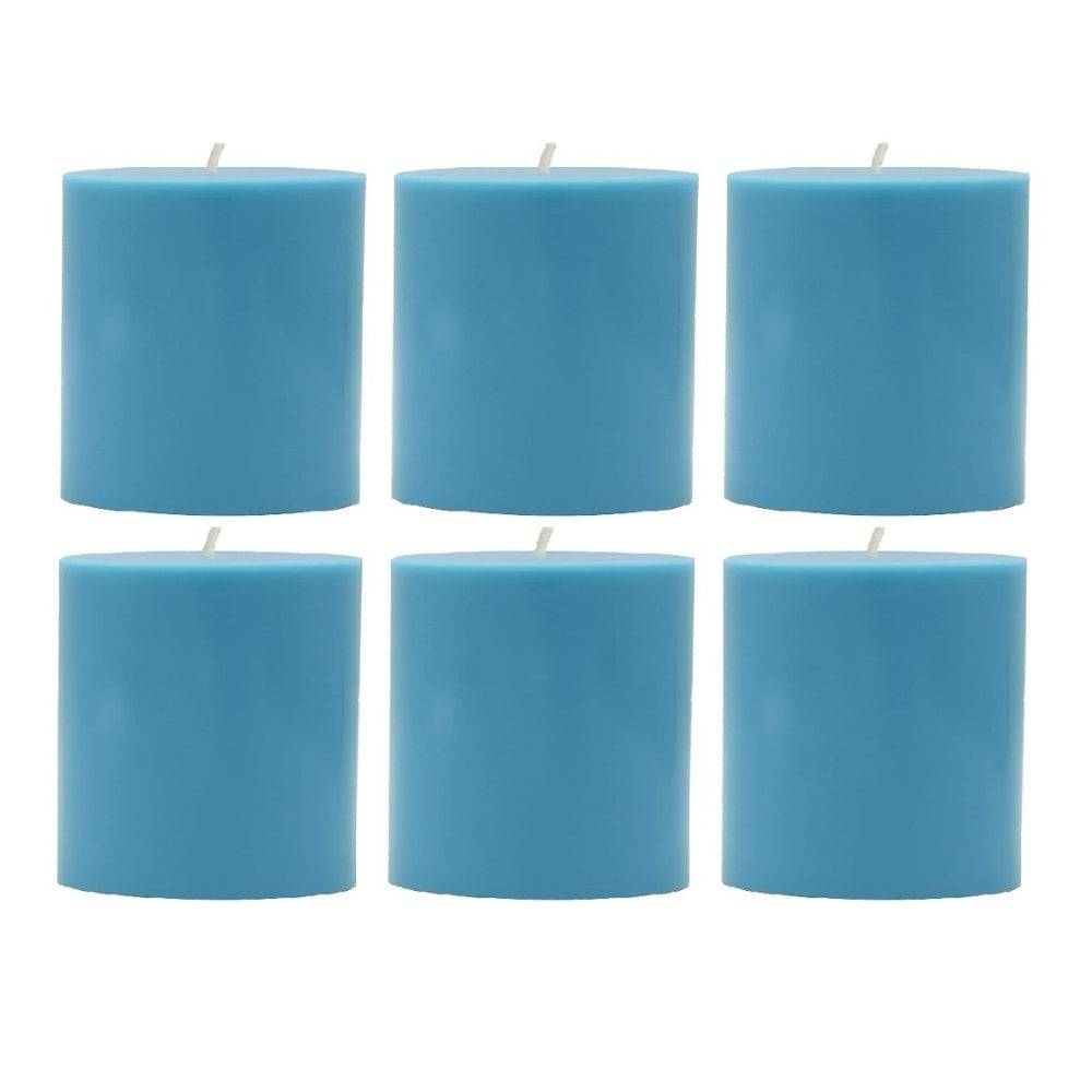 2 X 2 Inches Pillar Candles Set of 6 Light Blue