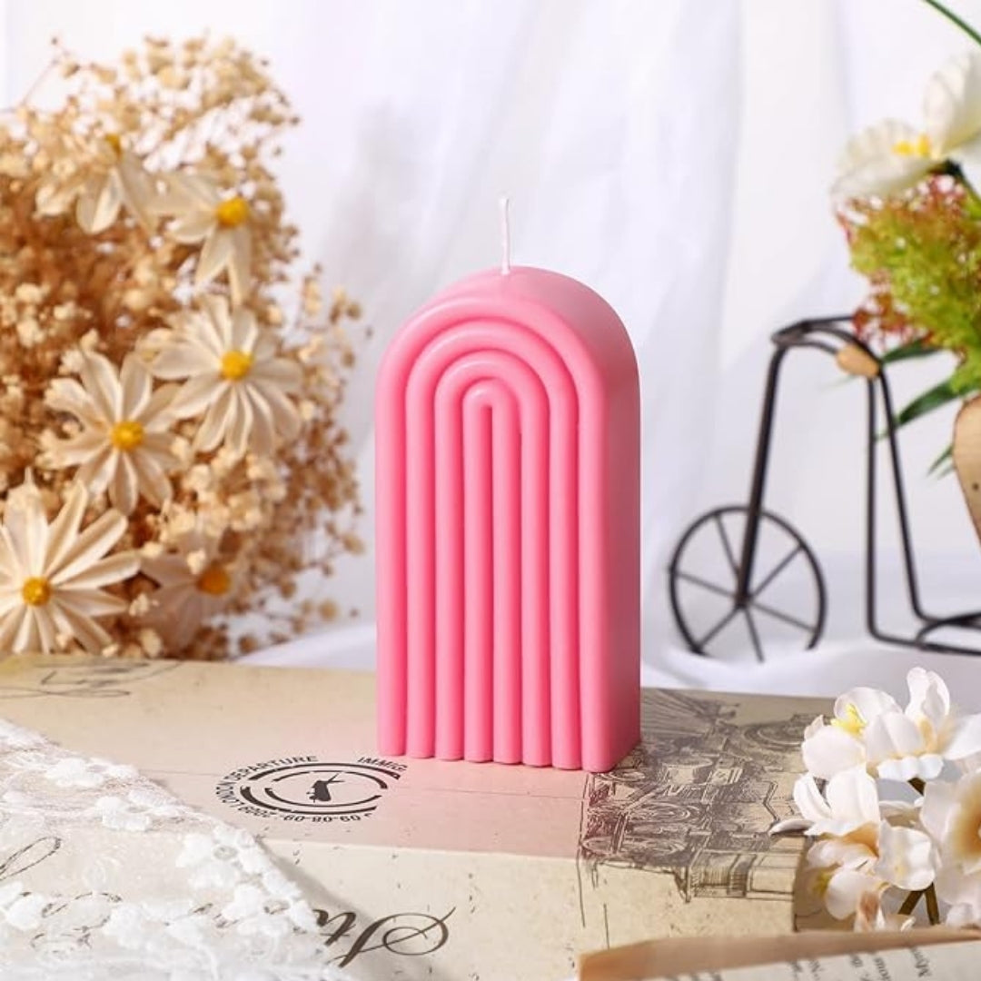 Set of 2 Pink Spectrum Arch Candles