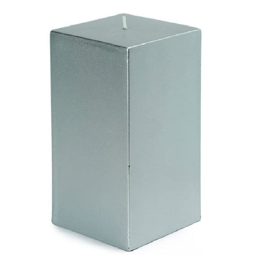 3X6 Inches Square Pillar Candle Silver