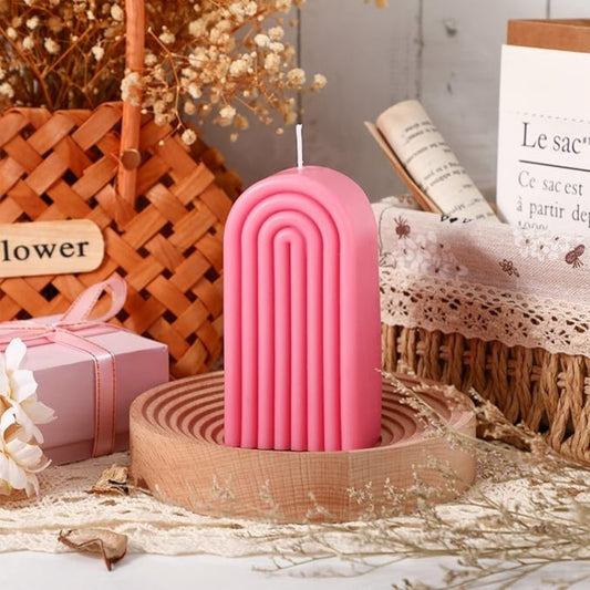 Set of 2 Pink Spectrum Arch Candles