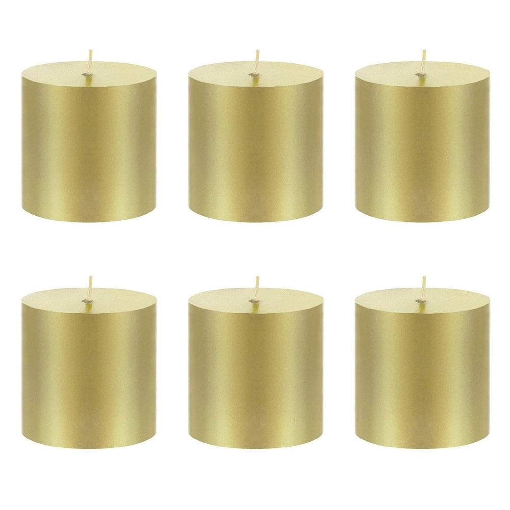 2 X 2 Inches Pillar Candles Set of 6 Gold