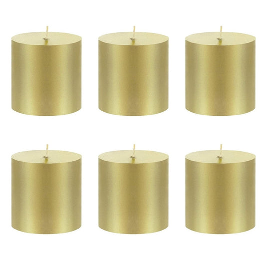 2 X 2 Inches Pillar Candles Set of 6 Gold