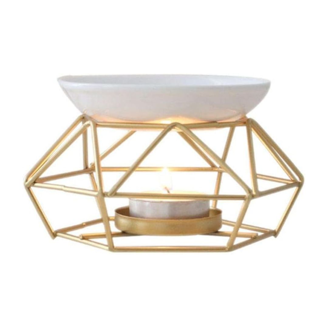 Ceramic & Gold Metal Aroma Candle Diffuser