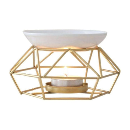 Ceramic & Gold Metal Aroma Candle Diffuser