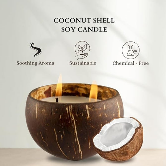 2 Wicks Coconut Shell Candle