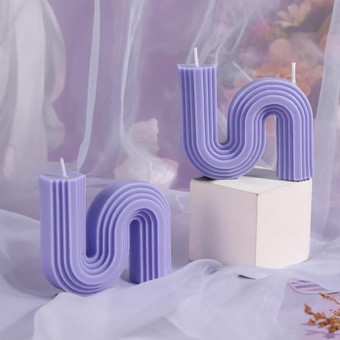 Set of 2 Lavender Whirling Curves Illuminator Candle