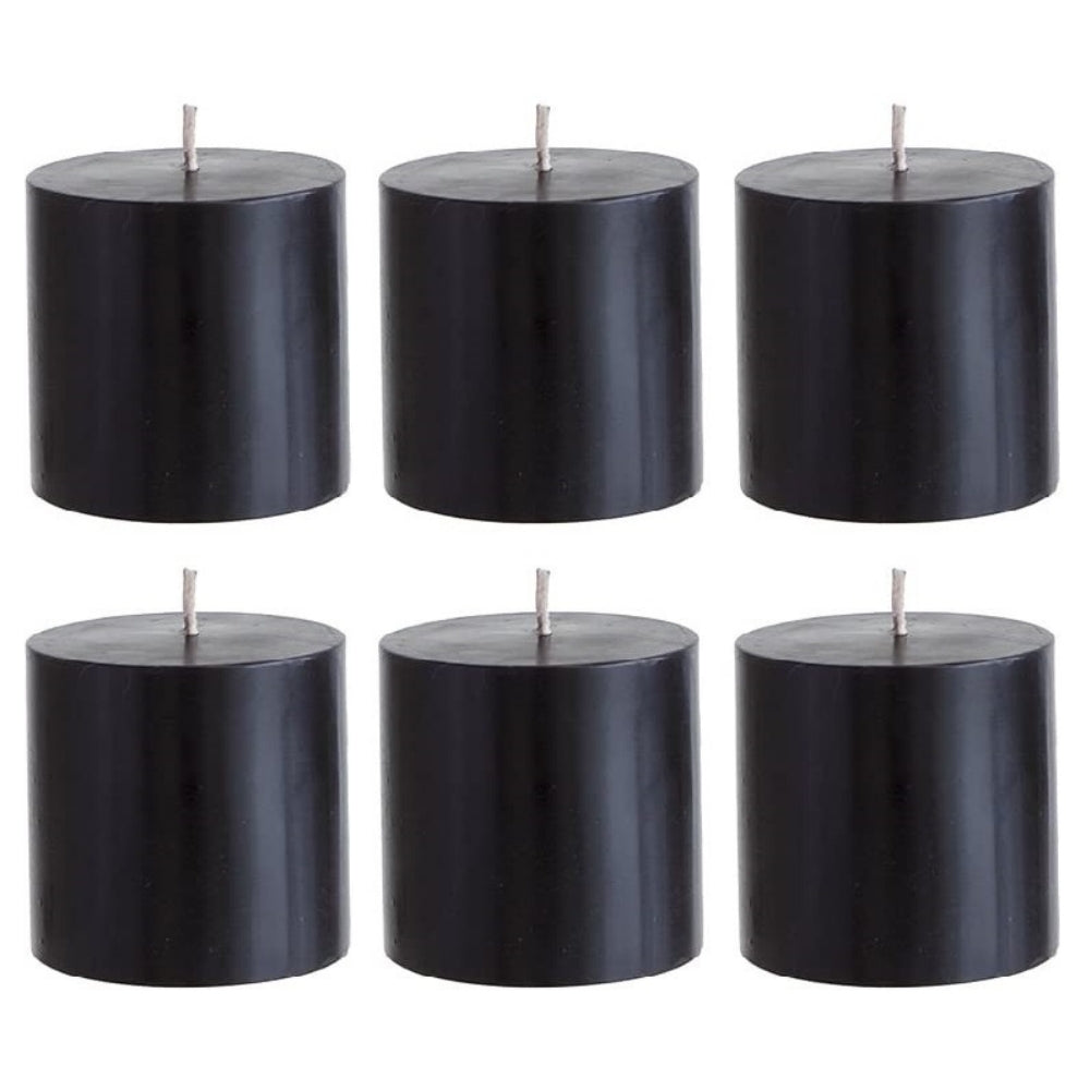 2 X 2 Inches Pillar Candles Set of 6 Black