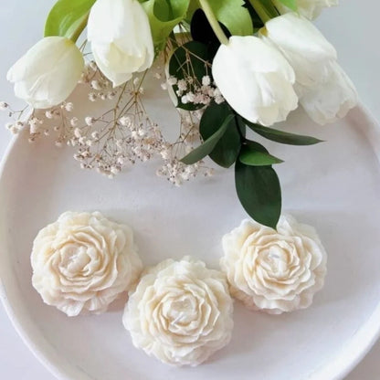 Set of 3 White Enchanting Peony Candles