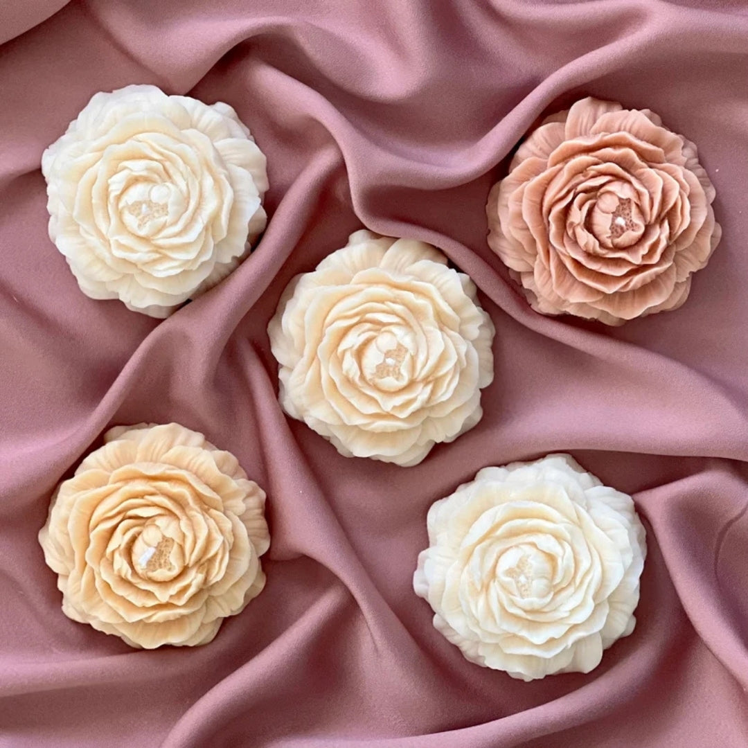 Set of 4 Assorted Colors Enchanting Peony Candles