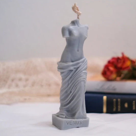 Set of 2 Gray Blue Venus Sculptural Candles