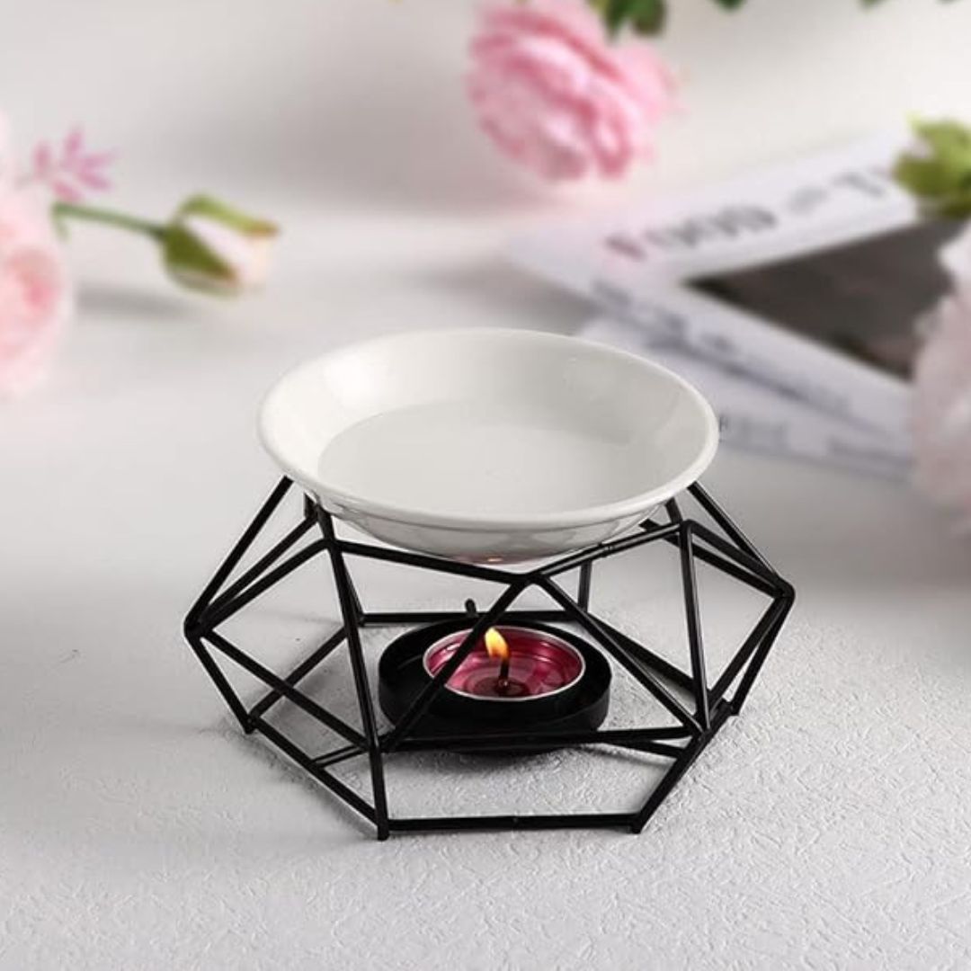 Ceramic & Metal Black Aroma Candle Diffuser