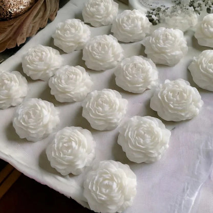 Set of 12 White Enchanting Peony Candles