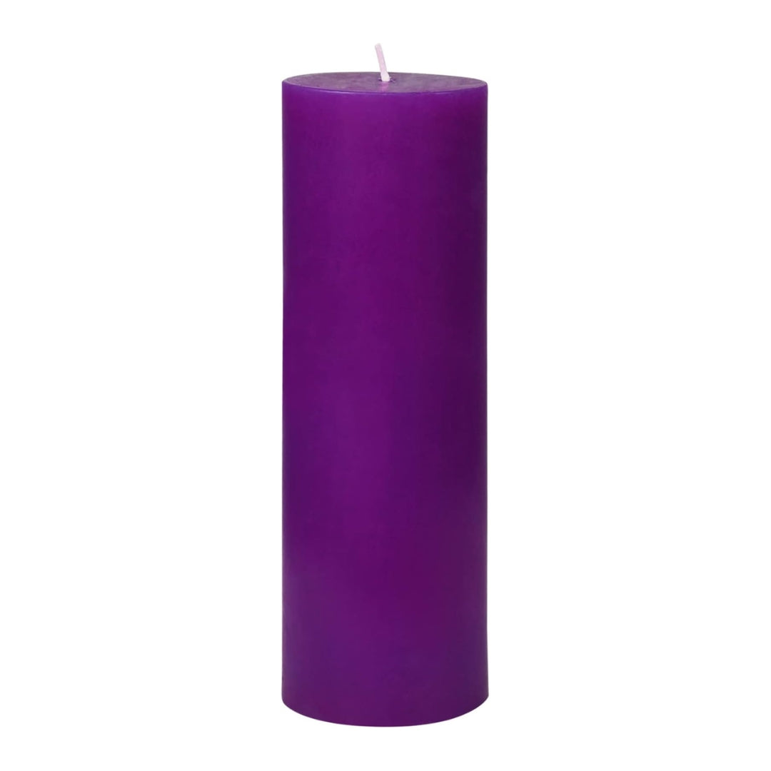 8 Inches Tower Pillar Candle Purple