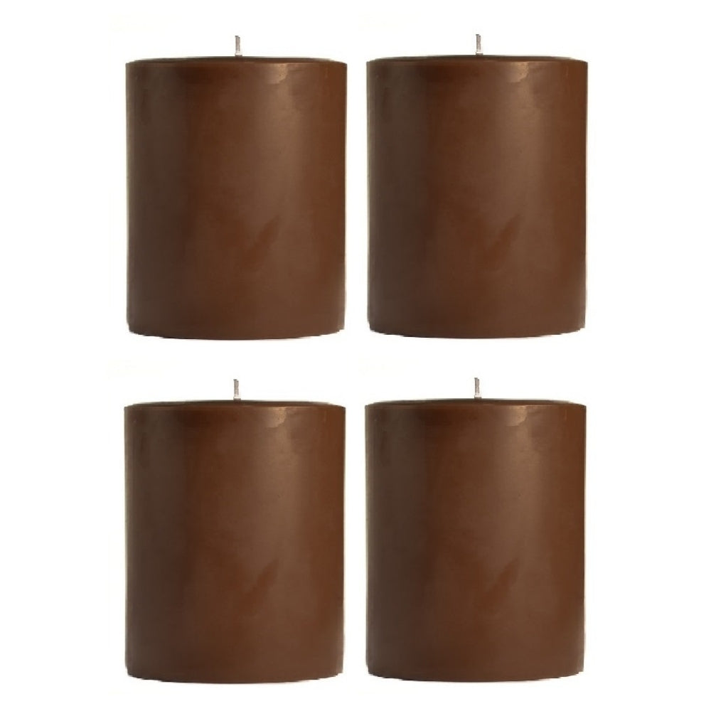 2 X 3 Inches Pillar Candles Set of 4 Brown