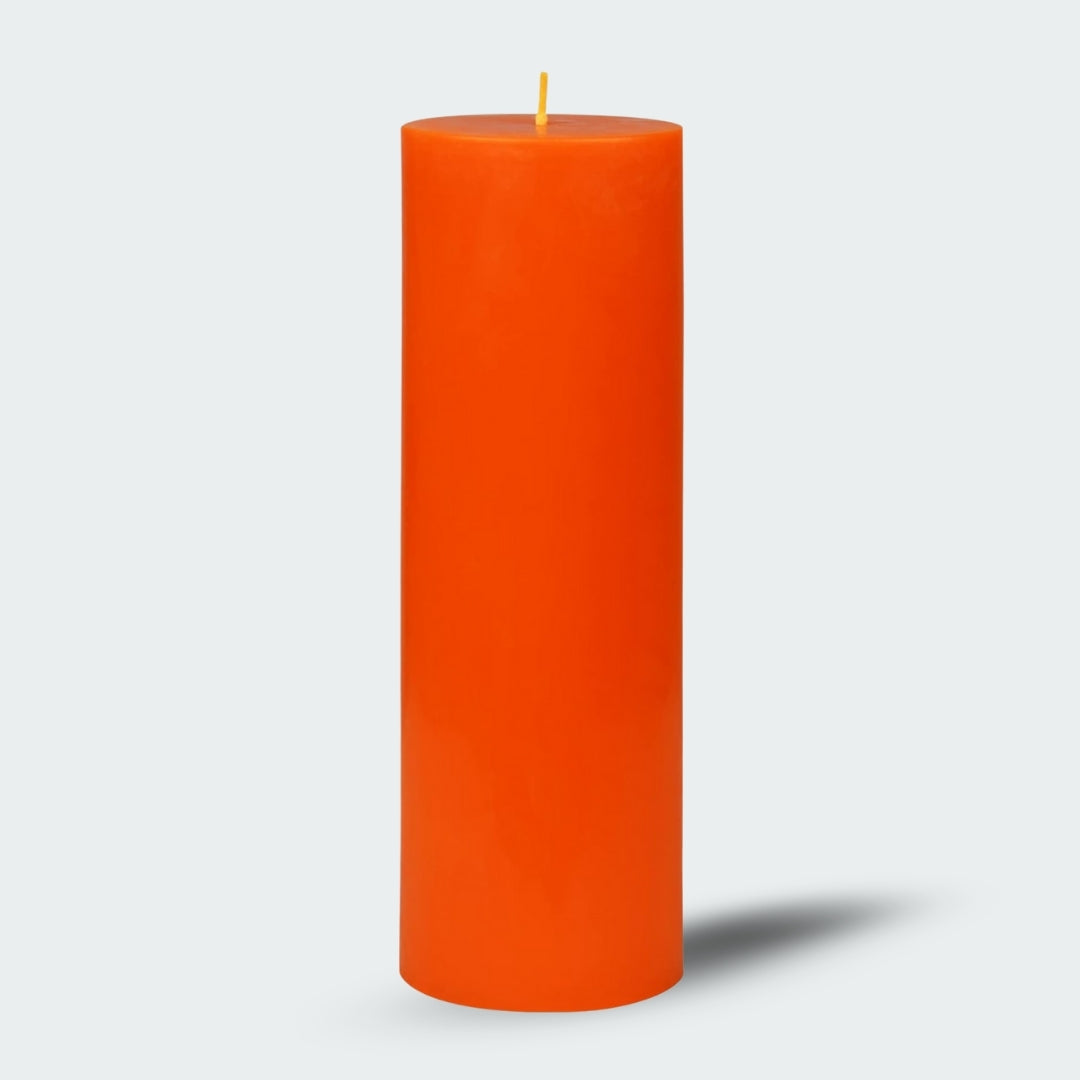 8 Inches Tower Pillar Candle Orange