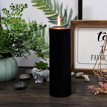 8 Inches Tower Pillar Candle Black