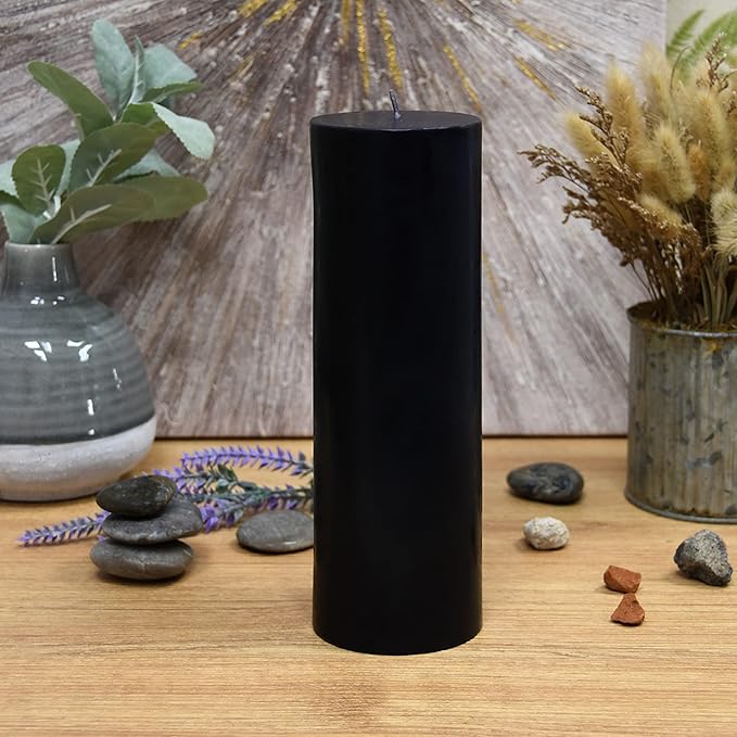 8 Inches Tower Pillar Candle Black