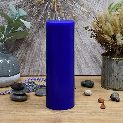 8 Inches Tower Pillar Candle Blue