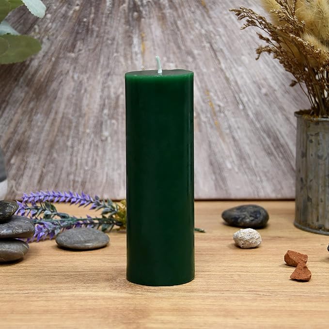 8 Inches Tower Pillar Candle Dark Green