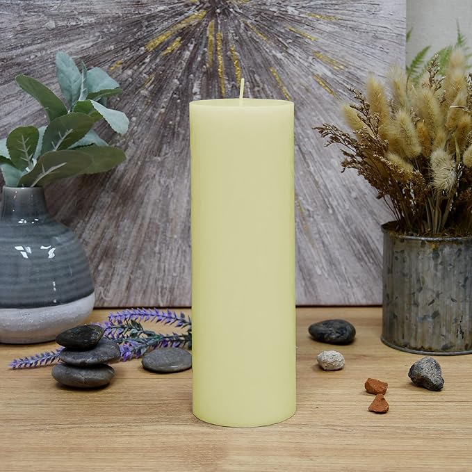 8 Inches Tower Pillar Candle Ivory