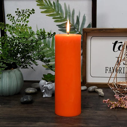 8 Inches Tower Pillar Candle Orange