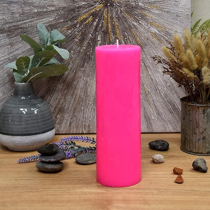 8 Inches Tower Pillar Candle Pink