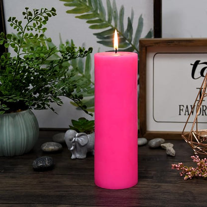 8 Inches Tower Pillar Candle Pink