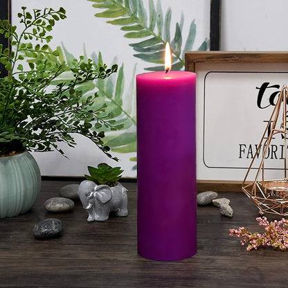 8 Inches Tower Pillar Candle Purple