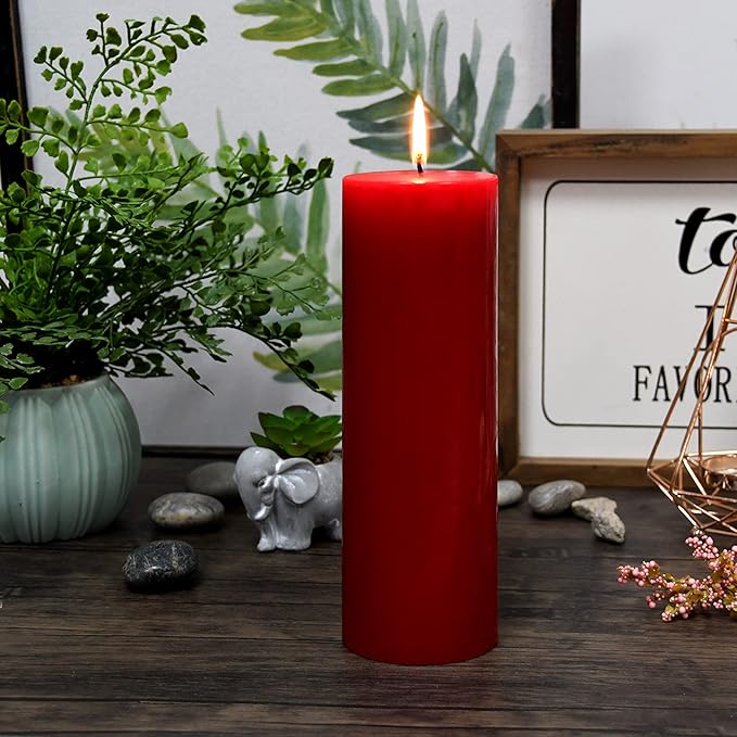 8 Inches Tower Pillar Candle Red