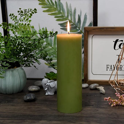 8 Inches Tower Pillar Candle Green