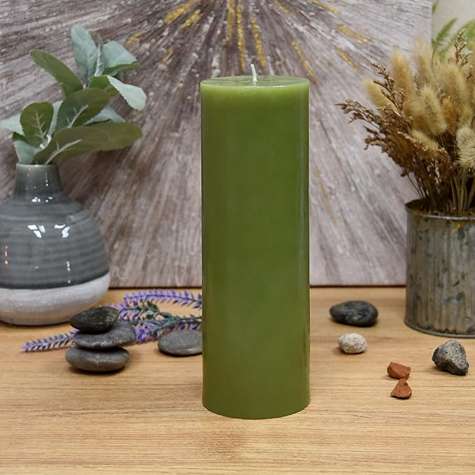 8 Inches Tower Pillar Candle Green