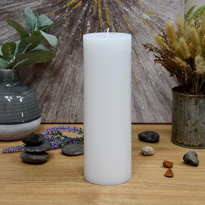 8 Inches Tower Pillar Candle White