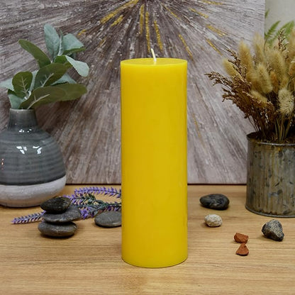 8 Inches Tower Pillar Candle Yellow