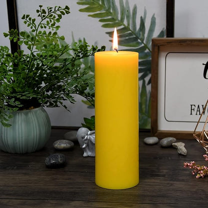 8 Inches Tower Pillar Candle Yellow