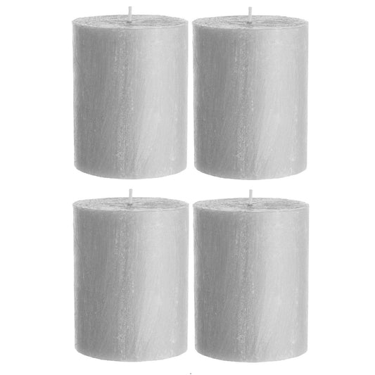 2 X 3 Inches Pillar Candles Set of 4 Grey