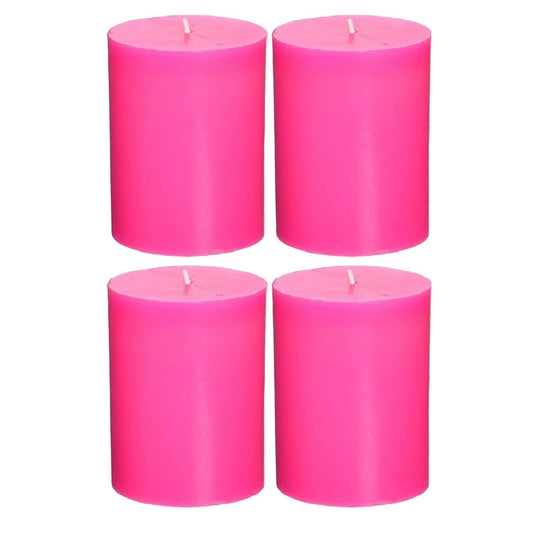 2 X 3 Inches Pillar Candles Set of 4 Hot Pink