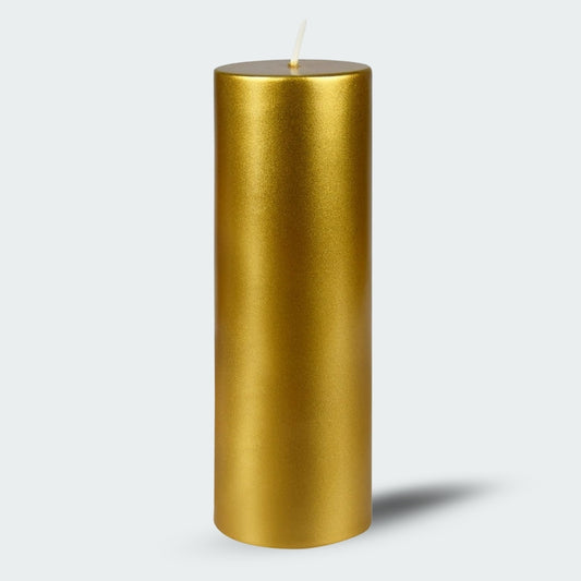 8 Inches Tower Pillar Candle Gold