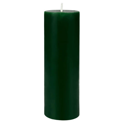 8 Inches Tower Pillar Candle Dark Green