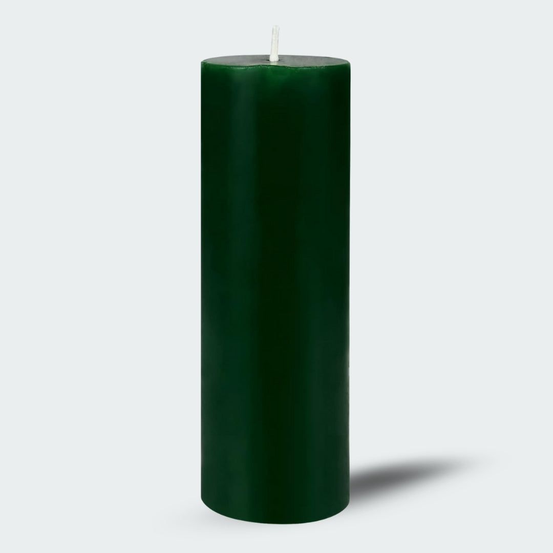 8 Inches Tower Pillar Candle Dark Green