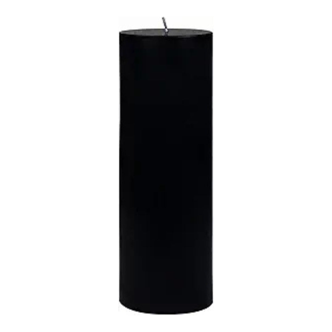 8 Inches Tower Pillar Candle Black