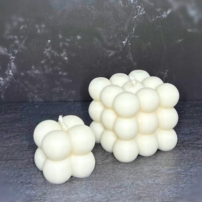 White Bubble Cube Candles Set