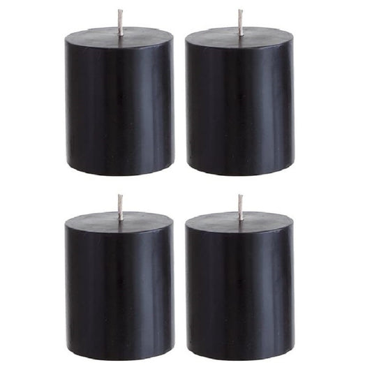 2 X 3 Inches Pillar Candles Set of 4 Black