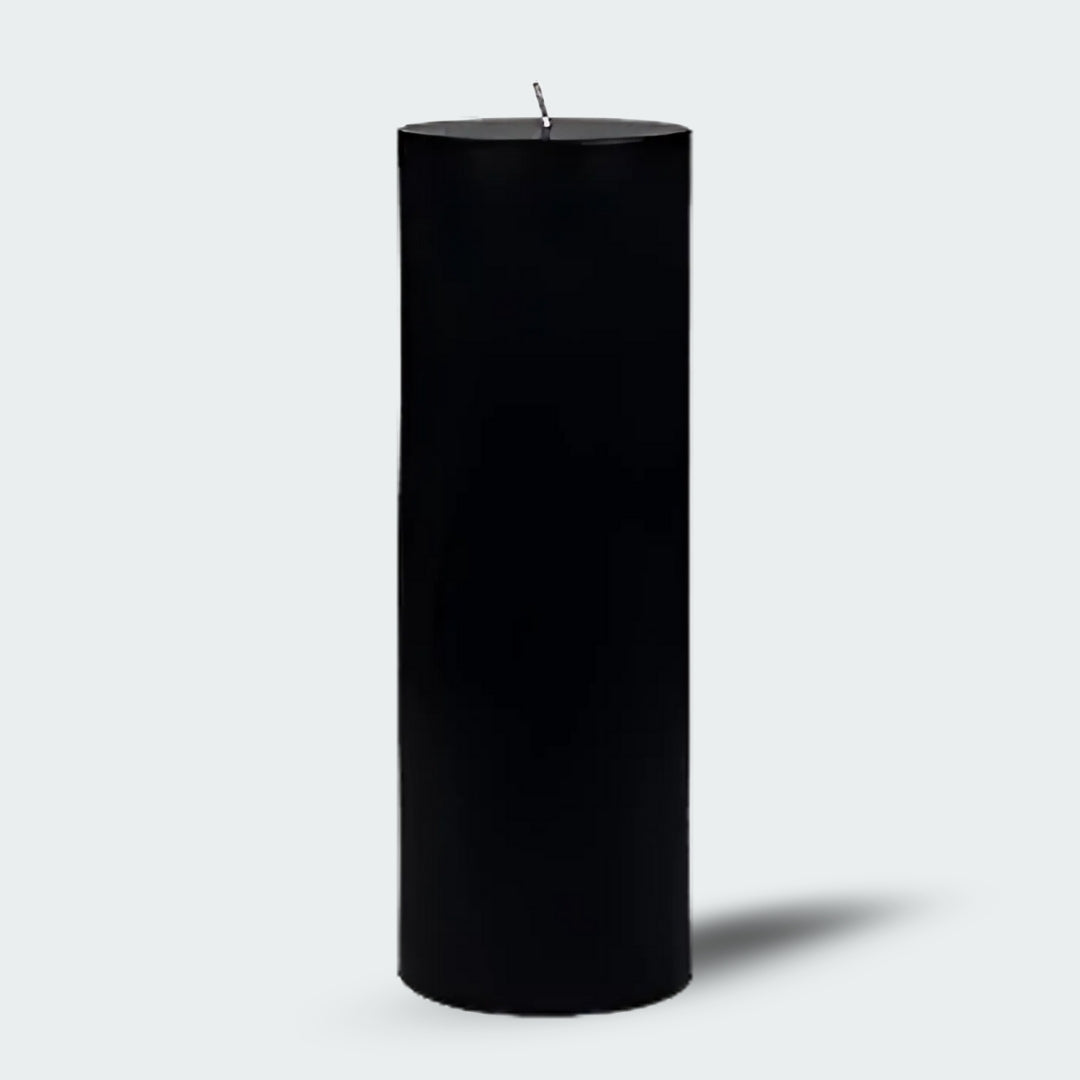 8 Inches Tower Pillar Candle Black